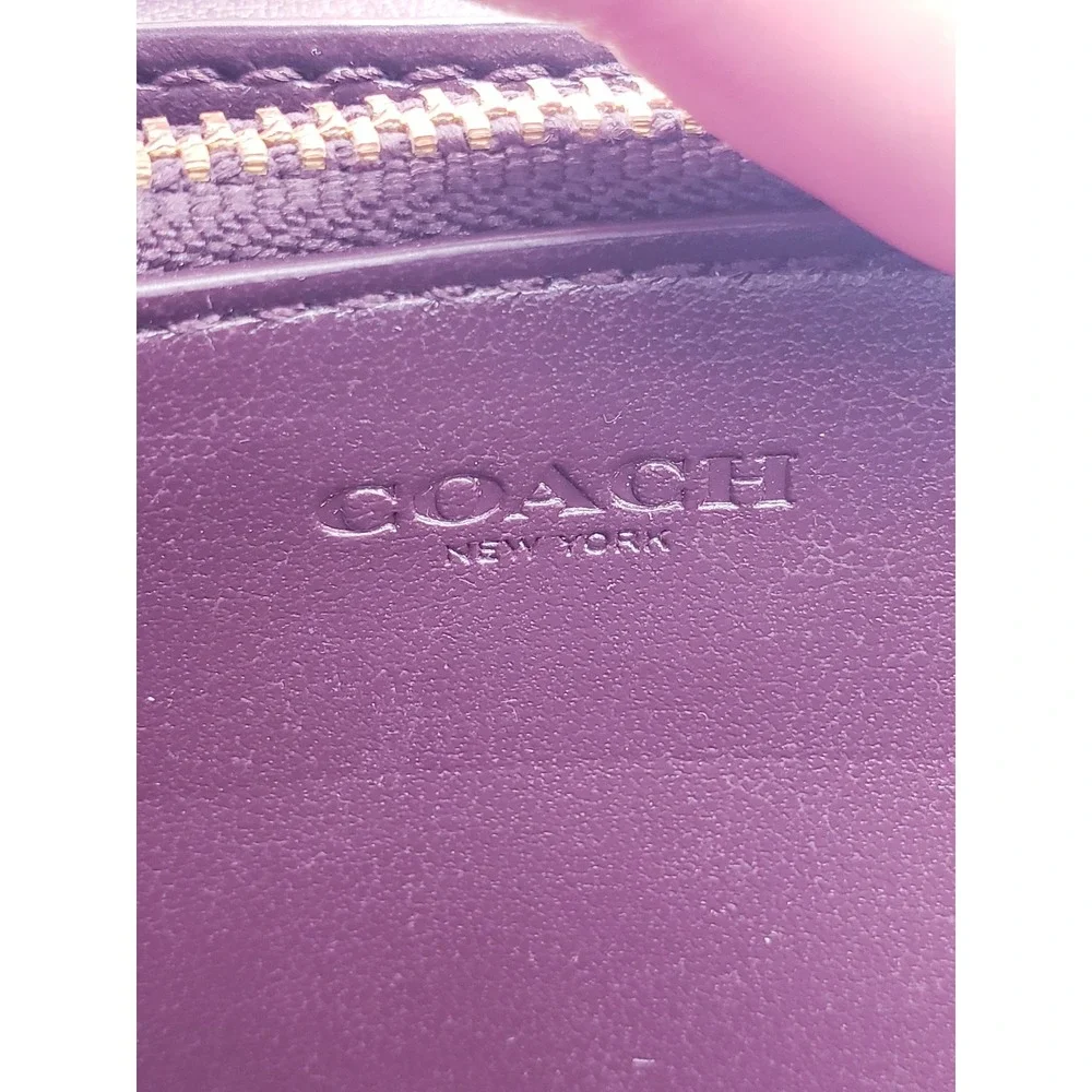 Coach Crossbody Bag Pink Signature Embossed Leather Turnlock Chain Clutch‎
